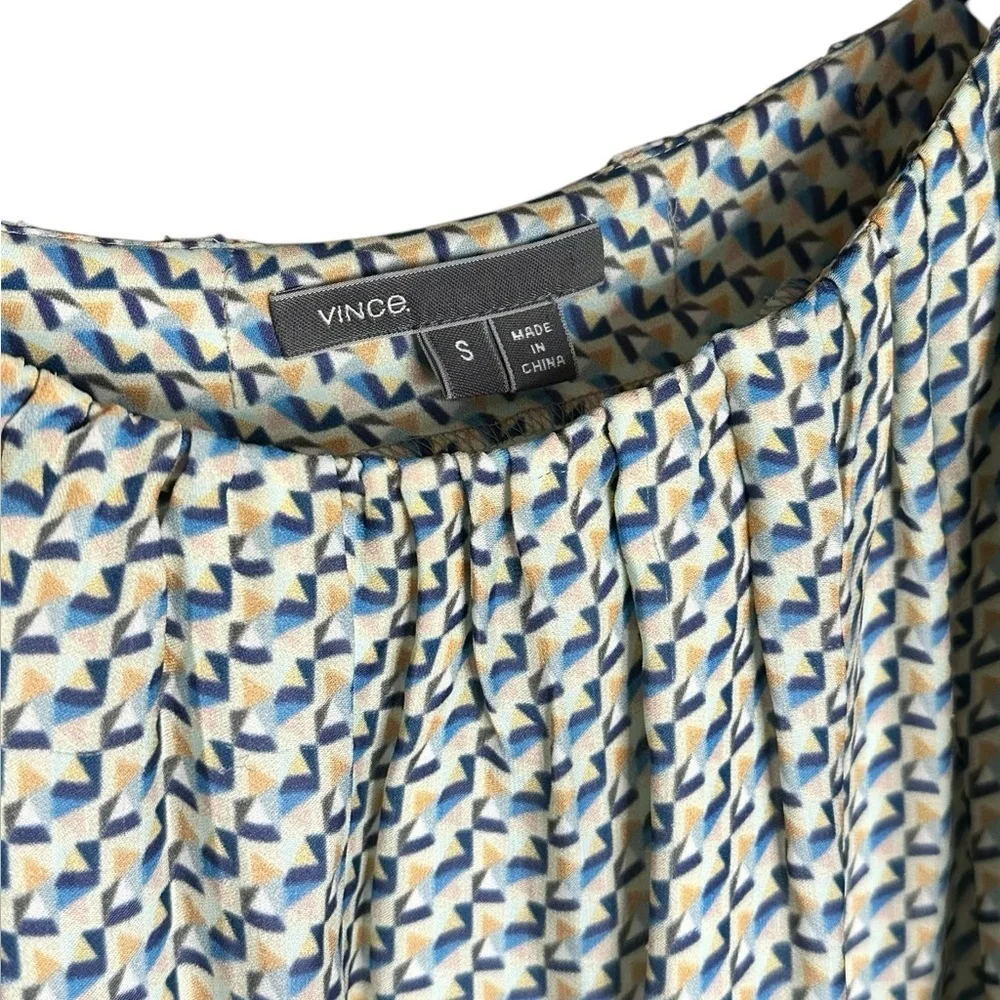 VINCE MAXI 100% SILK DRESS STAR PRINT BORDER CHARCOAL SPAGHETTI STRAP SZ S - Picture 5 of 9